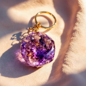 Serene Amethyst Gemstone Keychain